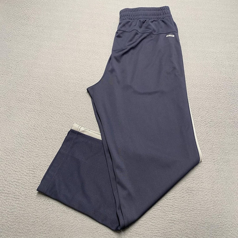 Starter Track Pants Mens Large Navy Blue White Stripe Zip Ankle Athletic Warm Up